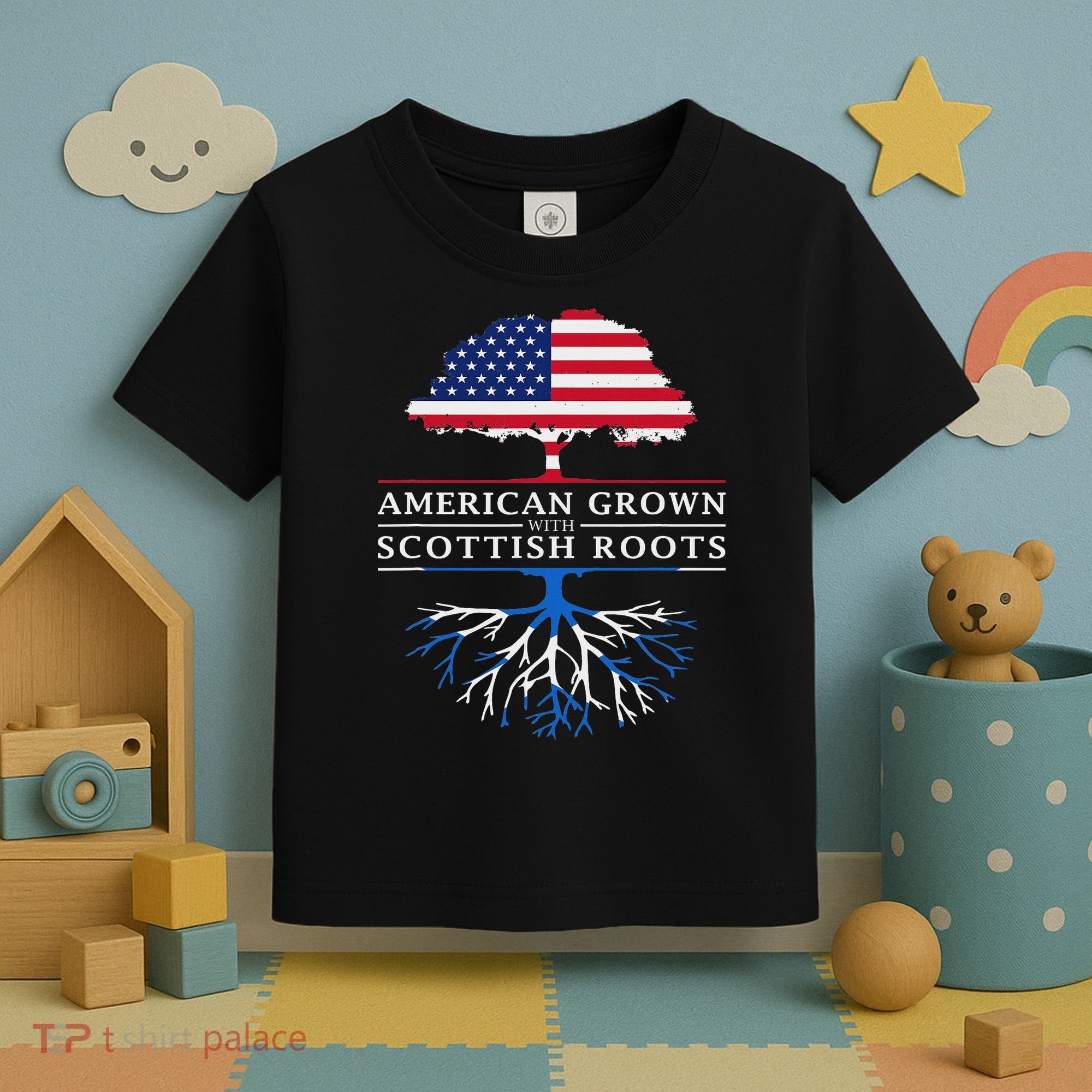 American Grown With Scottish Roots Scotland Toddler T-Shirt