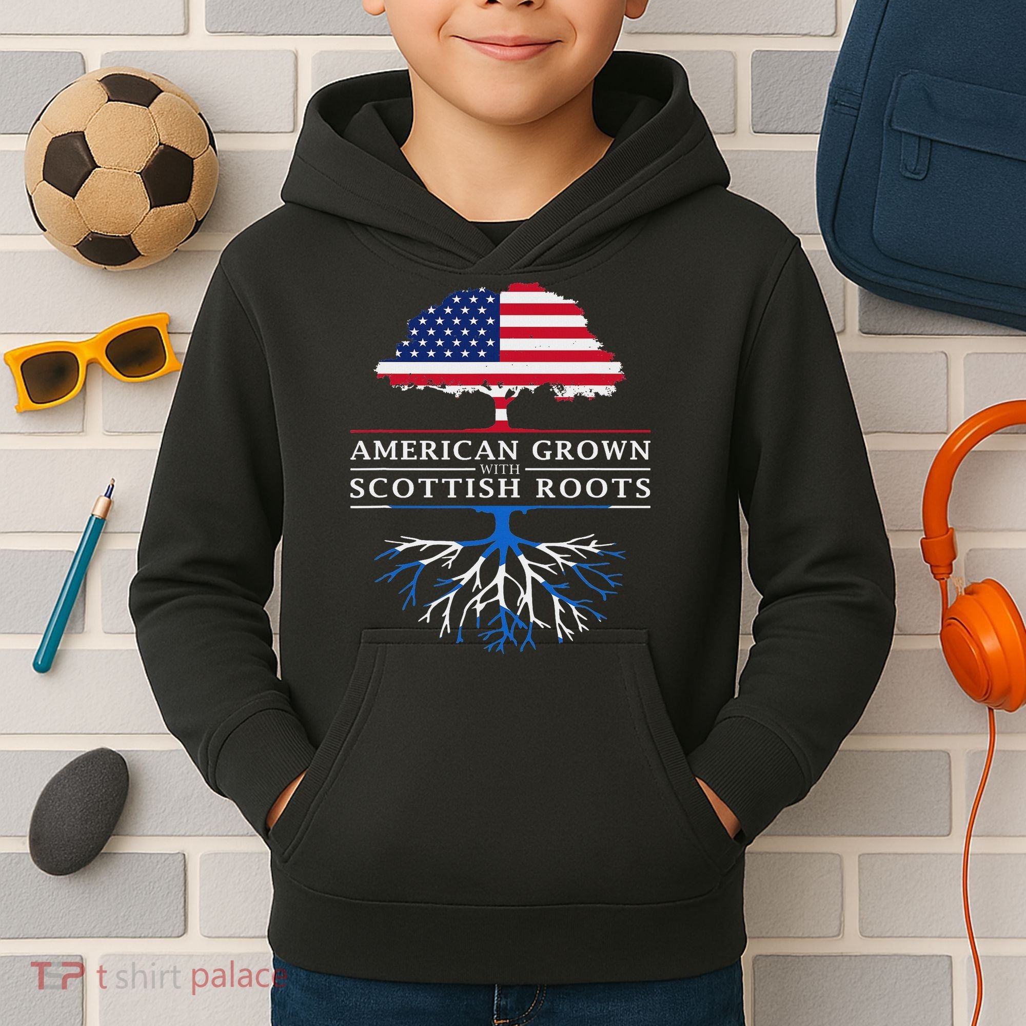 American Grown With Scottish Roots Scotland Kids Hoodie