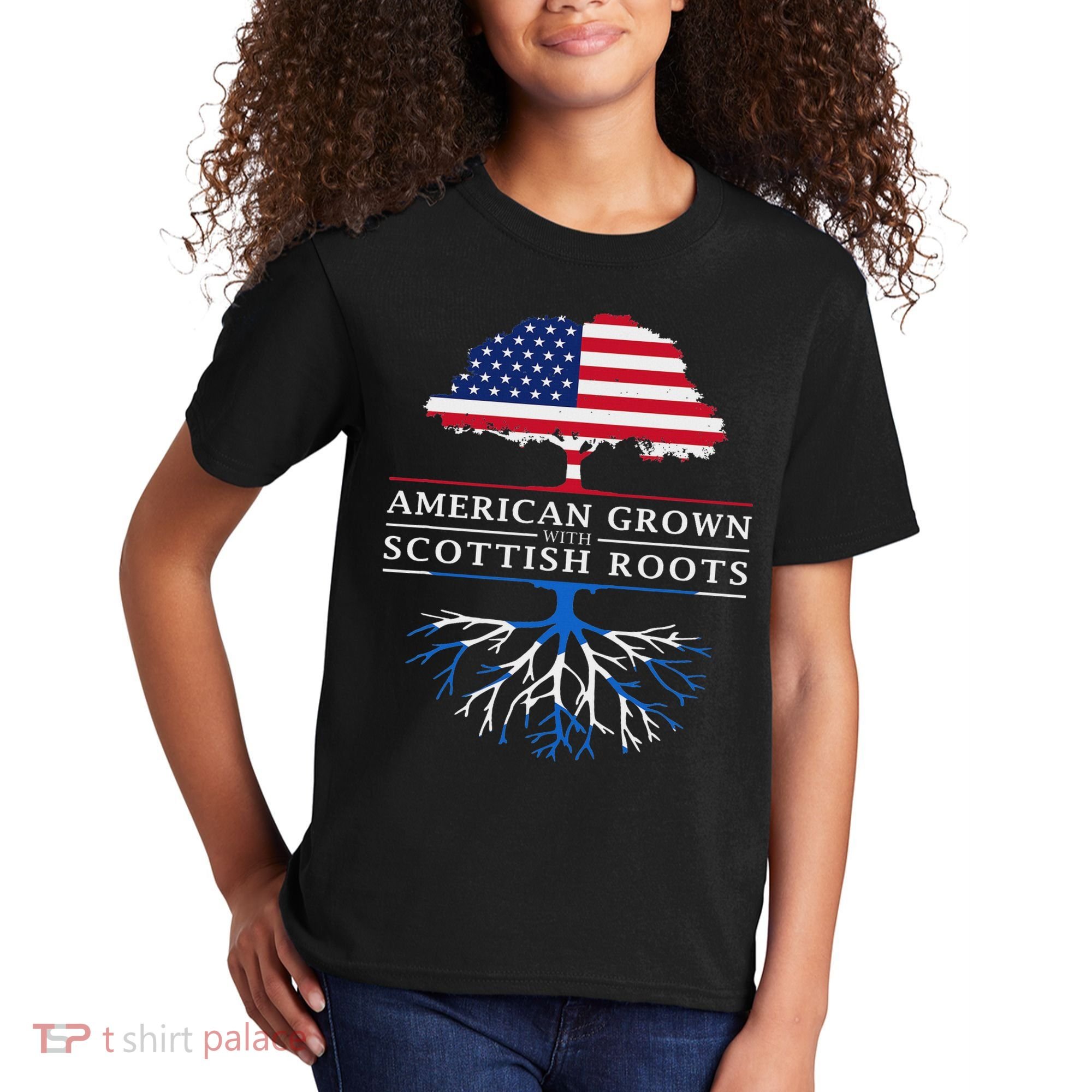 American Grown With Scottish Roots Scotland Kids T-Shirt