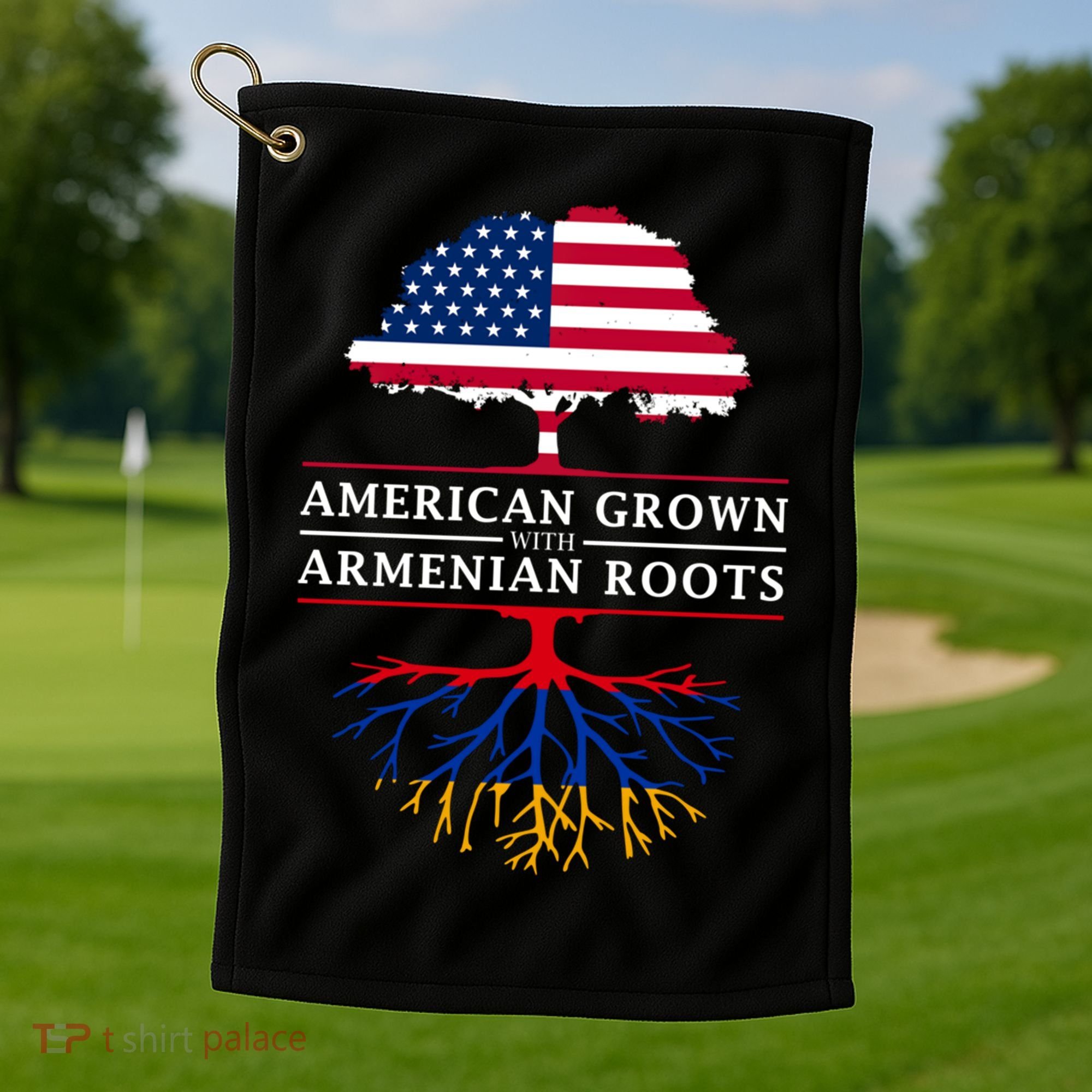 American Grown With Arian Roots Cute Gift Aria Gift Golf Towel