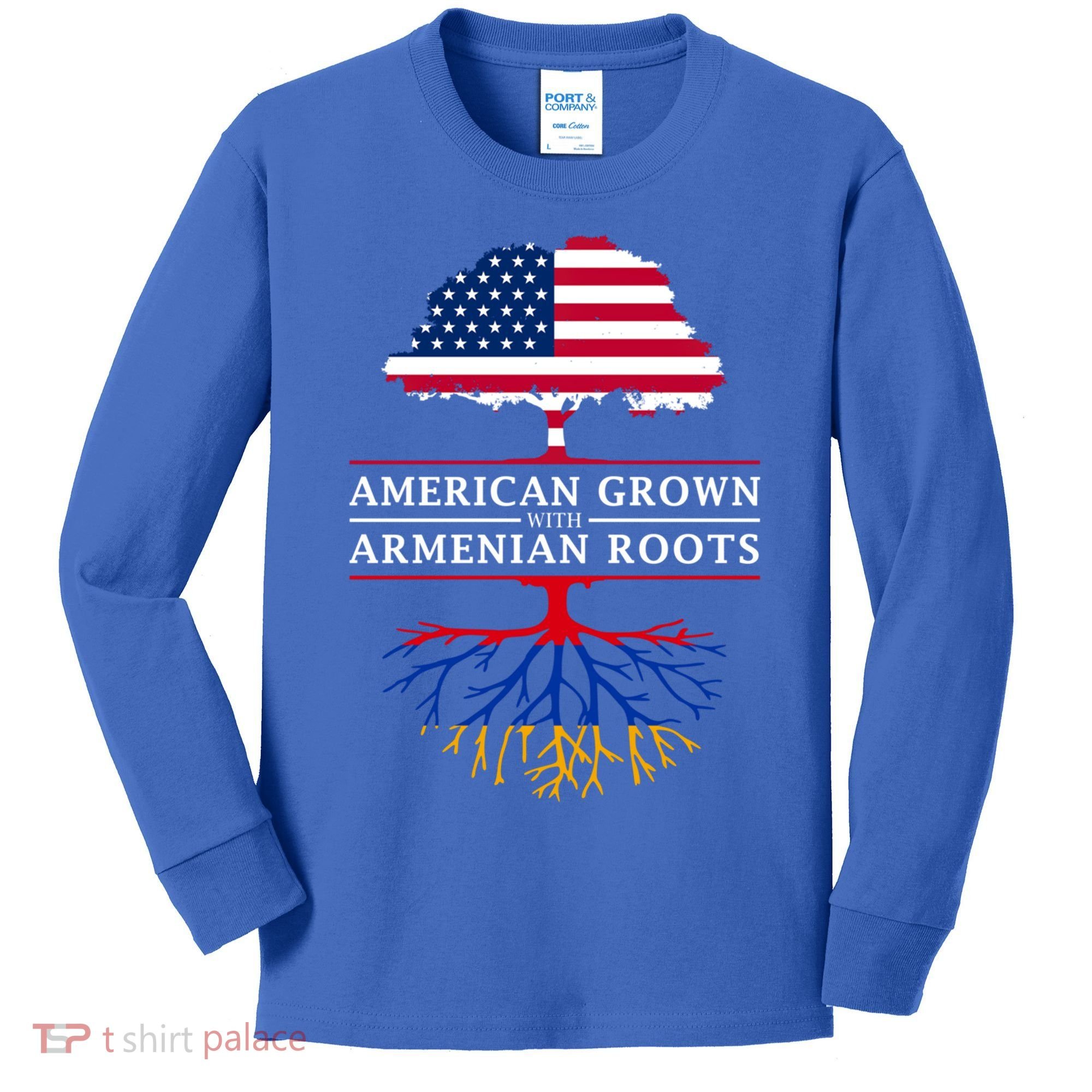 American Grown With Arian Roots Cute Gift Aria Gift Kids Long Sleeve Shirt