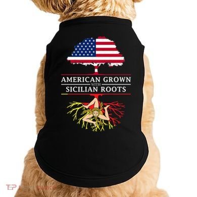 American Grown With Sicilian Roots Gift Sicily Gift Doggie Tank
