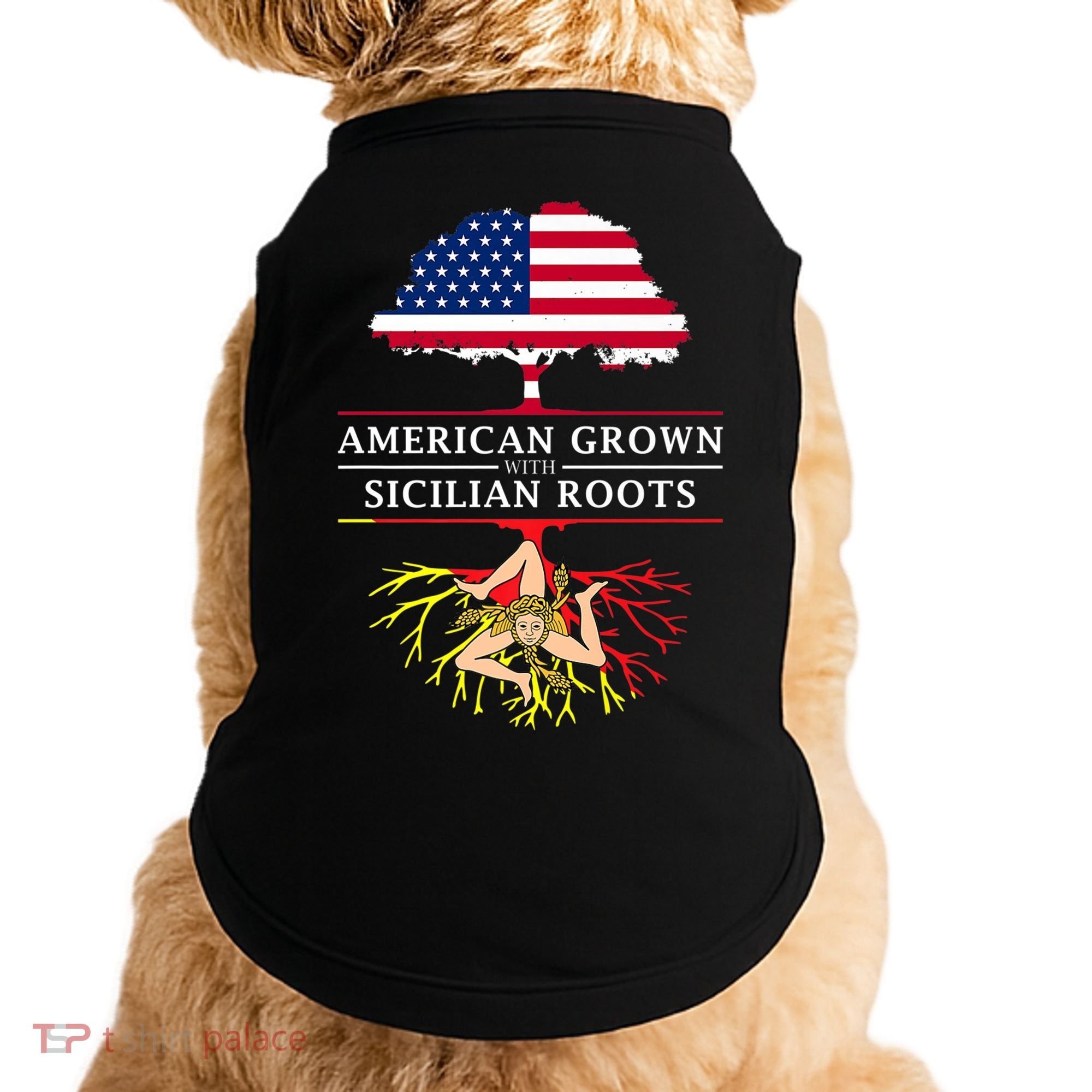 American Grown With Sicilian Roots Gift Sicily Gift Doggie Tank