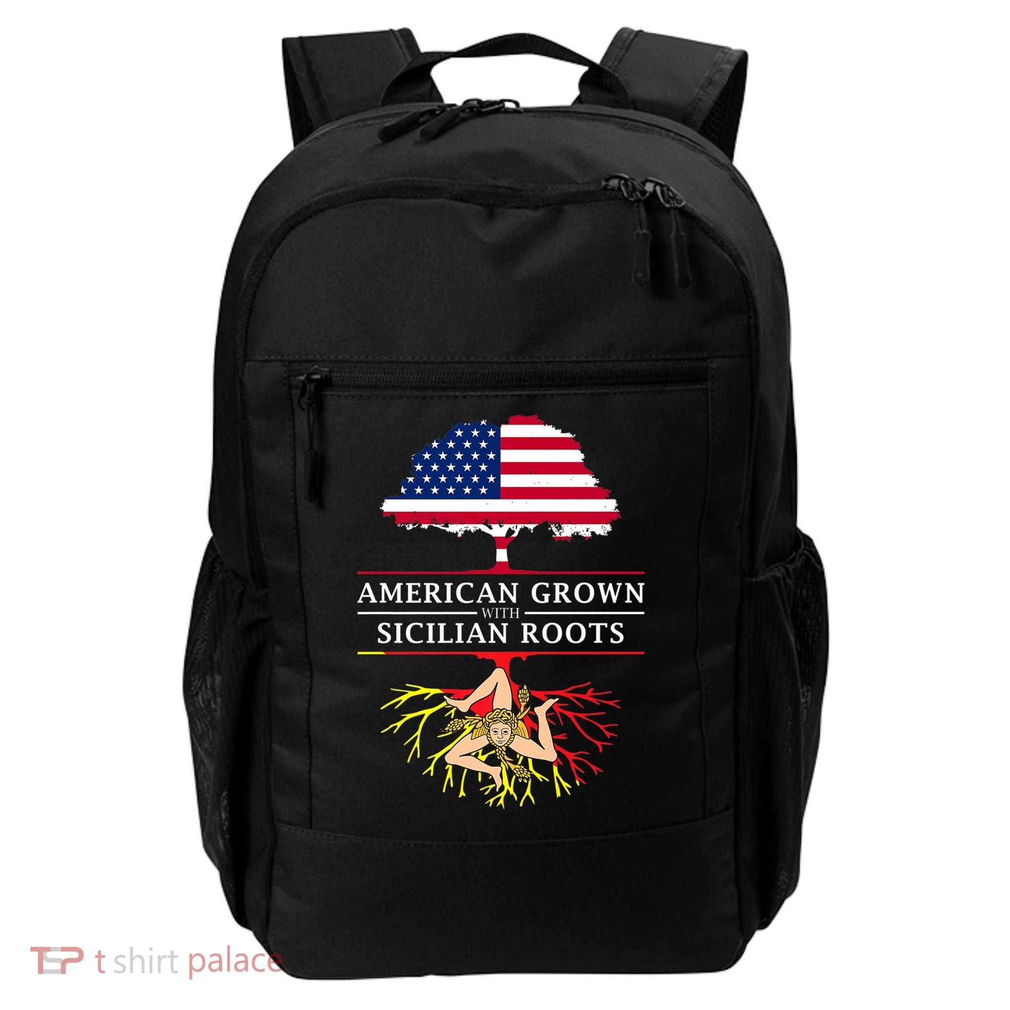 American Grown With Sicilian Roots Gift Sicily Gift Backpack