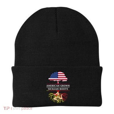 American Grown With Sicilian Roots Gift Sicily Gift Beanie