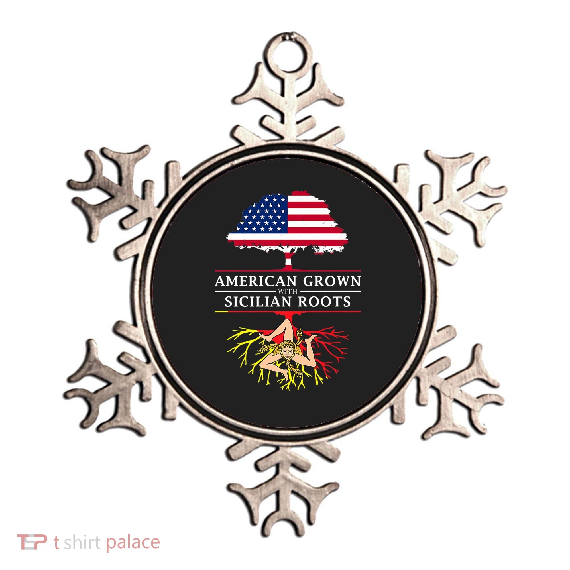 American Grown With Sicilian Roots Gift Sicily Gift Ornament