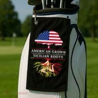 American Grown With Sicilian Roots Gift Sicily Gift Golf Towel thumb 2