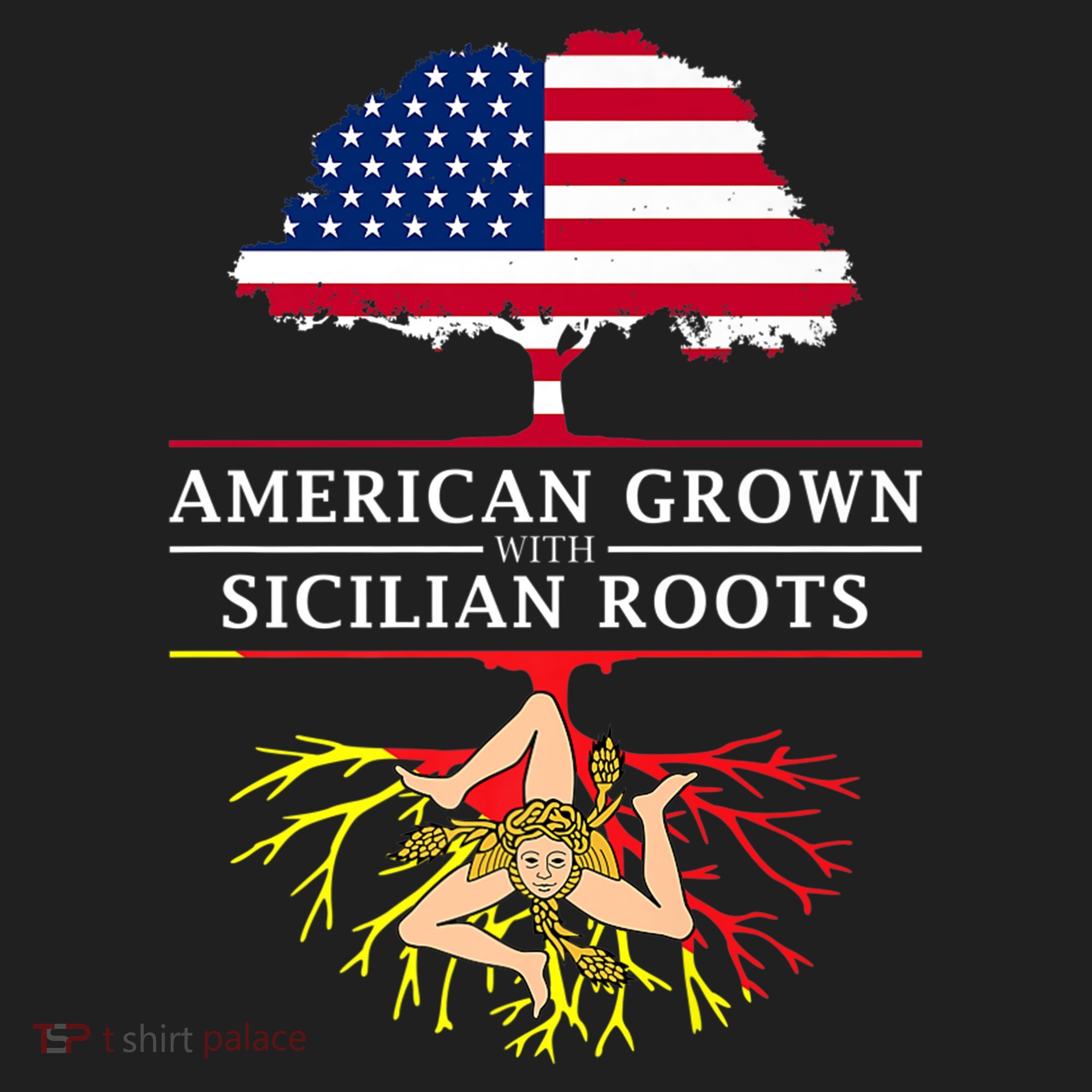 American Grown With Sicilian Roots Gift Sicily Gift Golf Towel