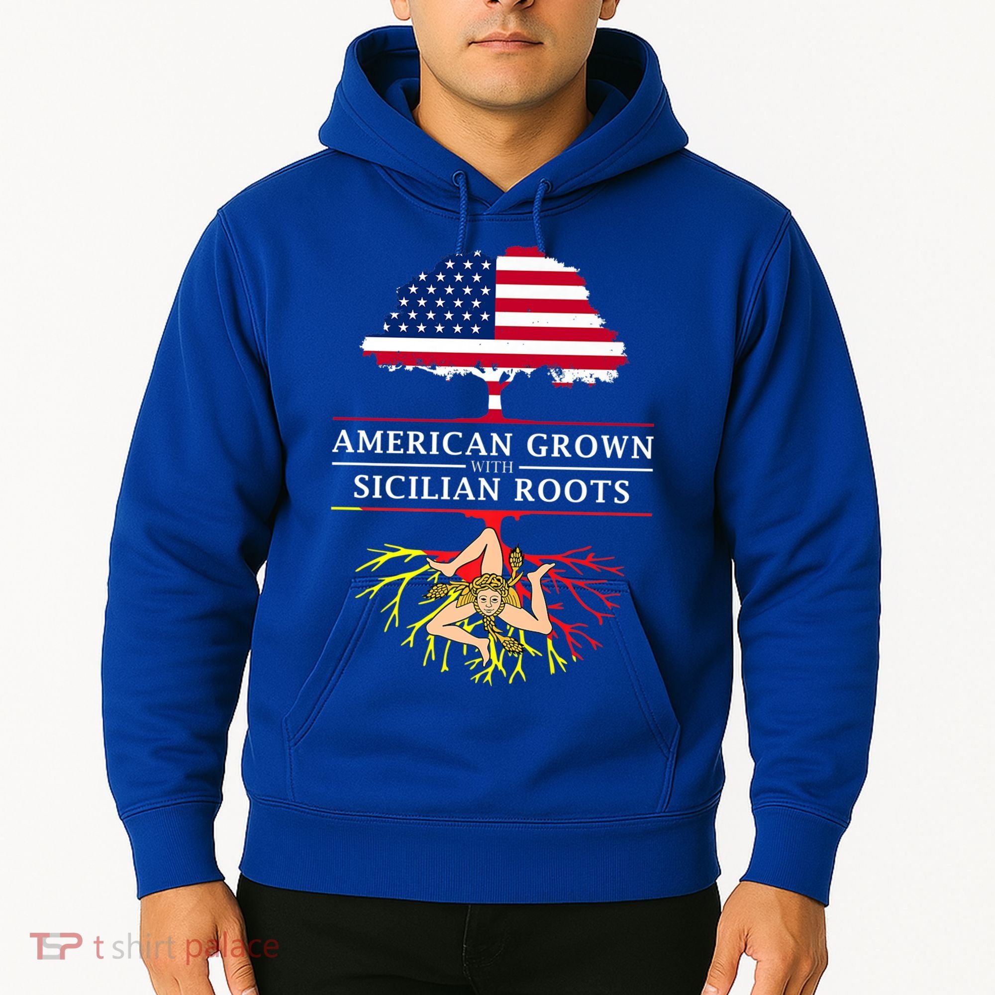 American Grown With Sicilian Roots Gift Sicily Gift Hoodie