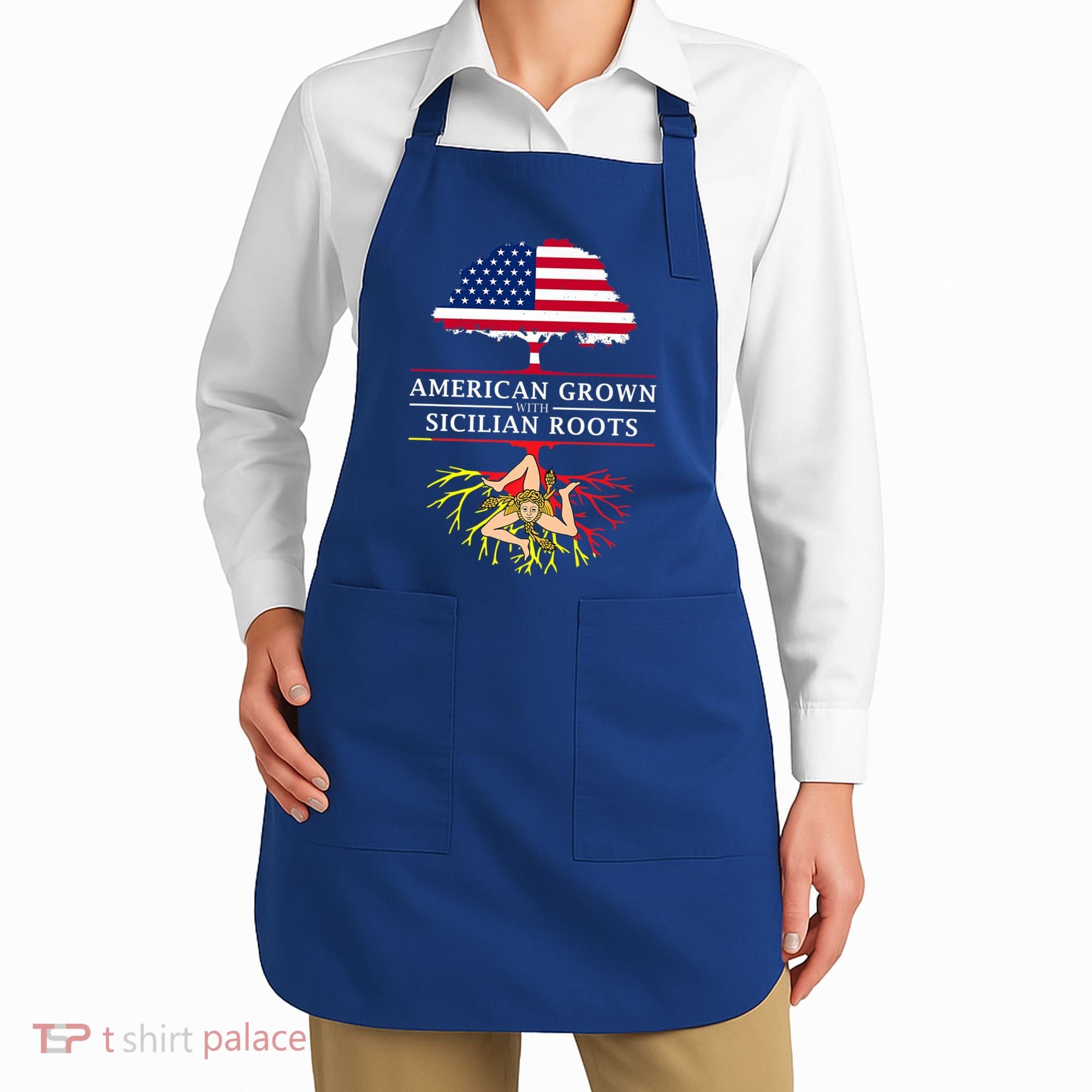 American Grown With Sicilian Roots Gift Sicily Gift Apron