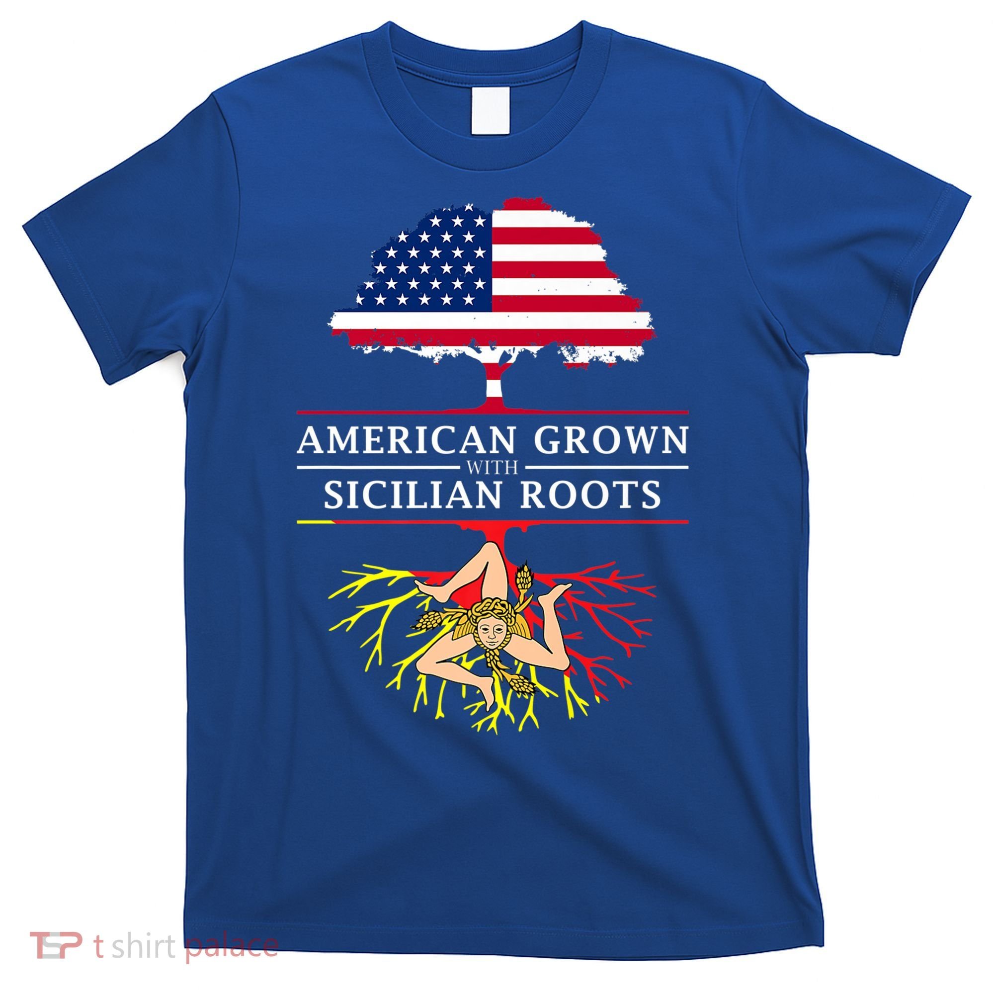 American Grown With Sicilian Roots Gift Sicily Gift T-Shirt