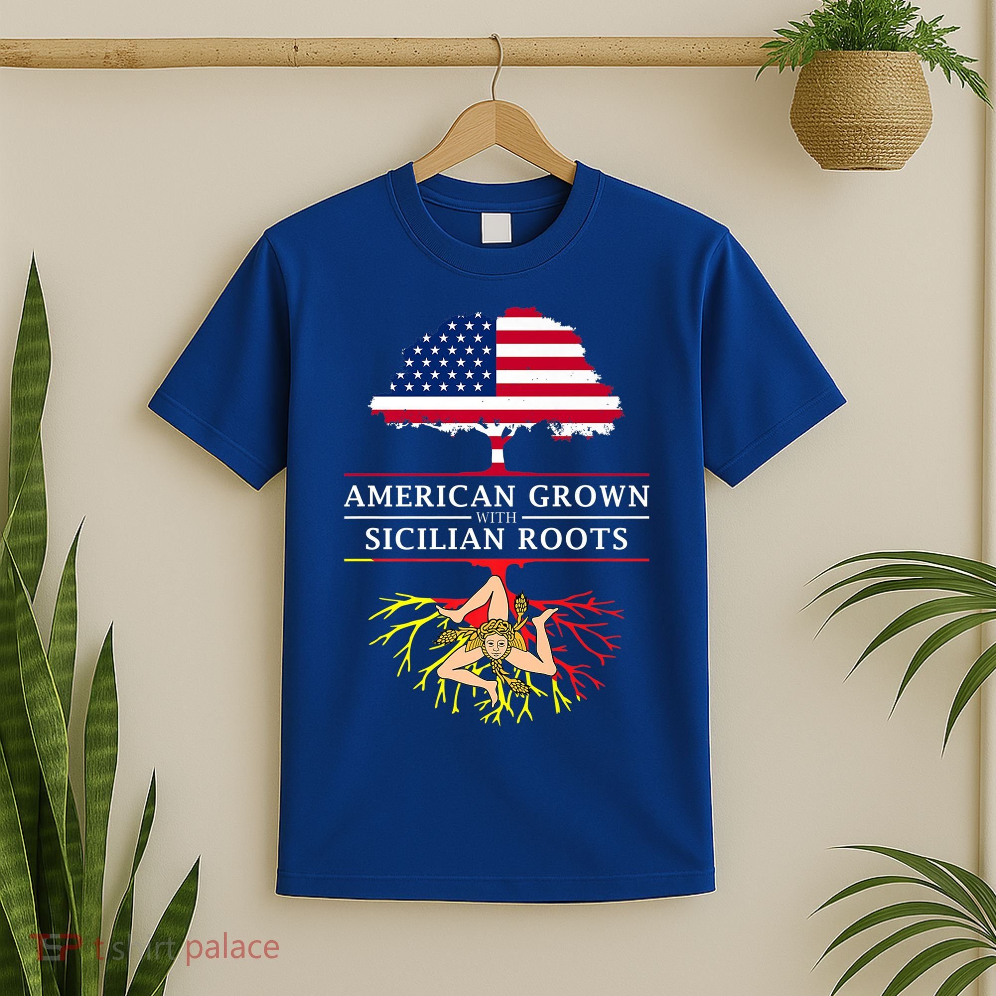 American Grown With Sicilian Roots Gift Sicily Gift T-Shirt