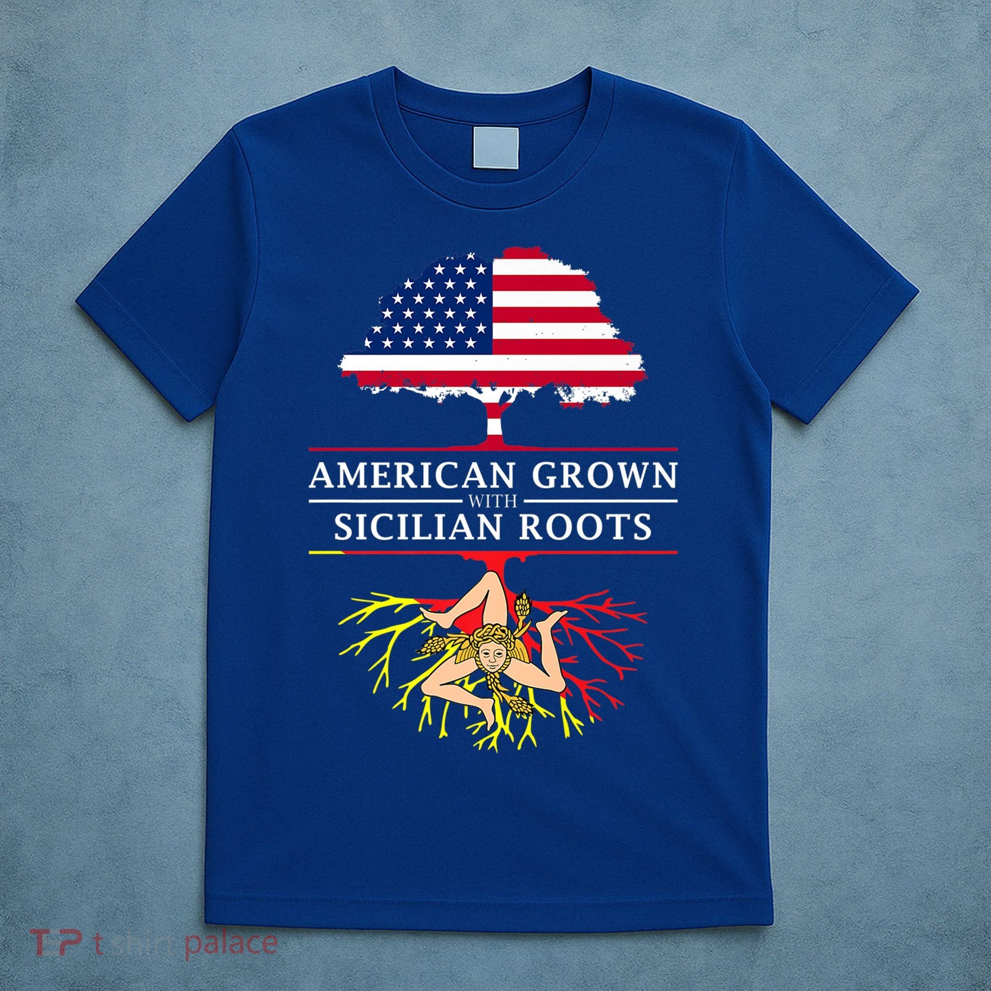 American Grown With Sicilian Roots Gift Sicily Gift T-Shirt