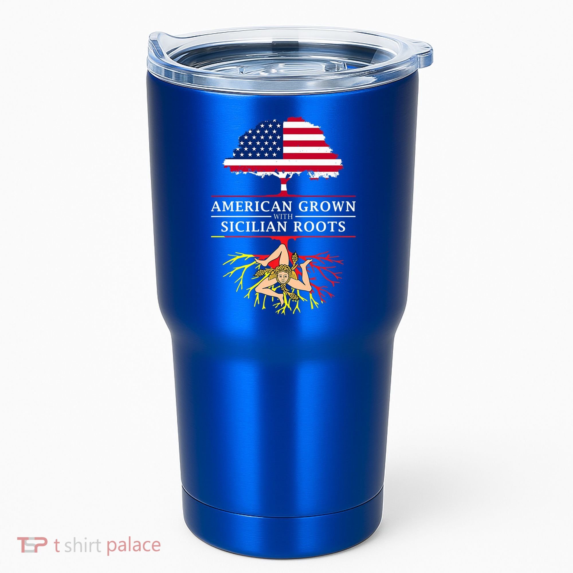 American Grown With Sicilian Roots Gift Sicily Gift Tumbler