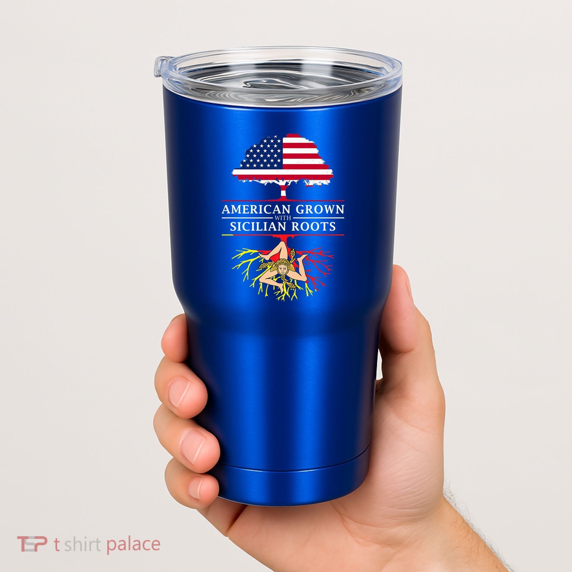American Grown With Sicilian Roots Gift Sicily Gift Tumbler