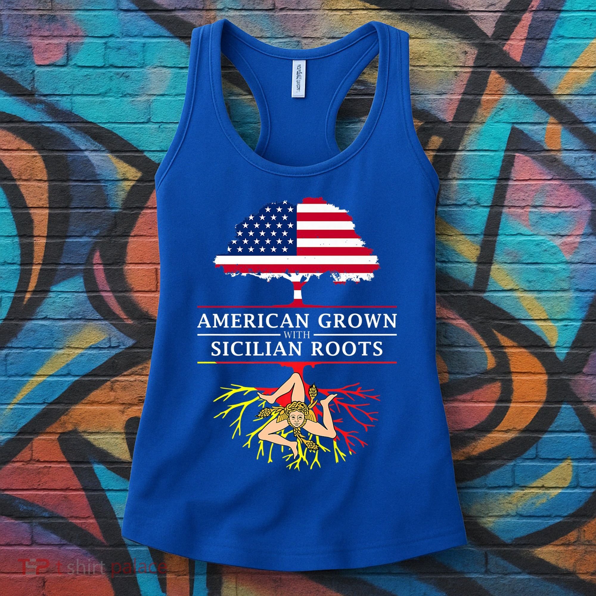 American Grown With Sicilian Roots Gift Sicily Gift Women's Tank Top