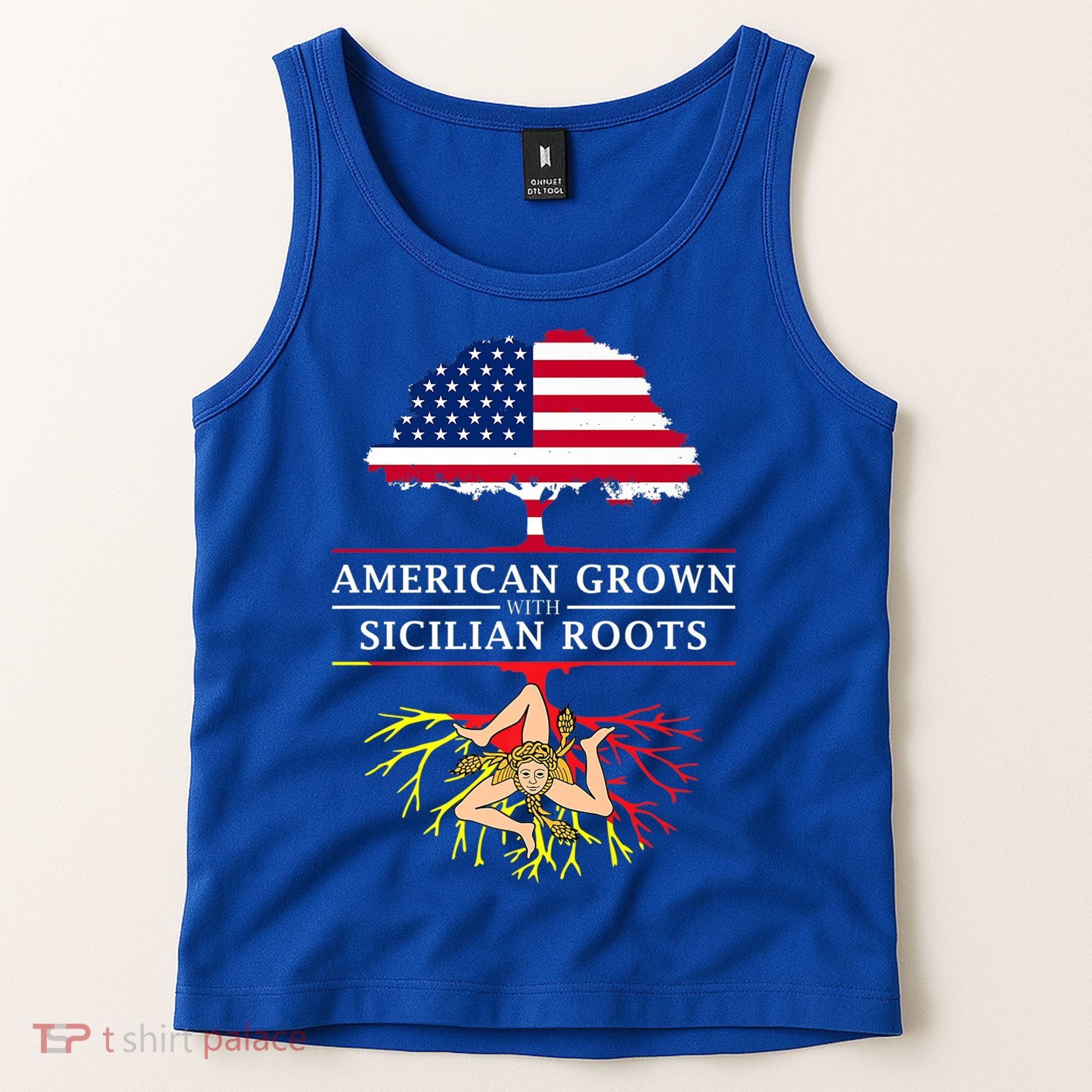 American Grown With Sicilian Roots Gift Sicily Gift Tank Top