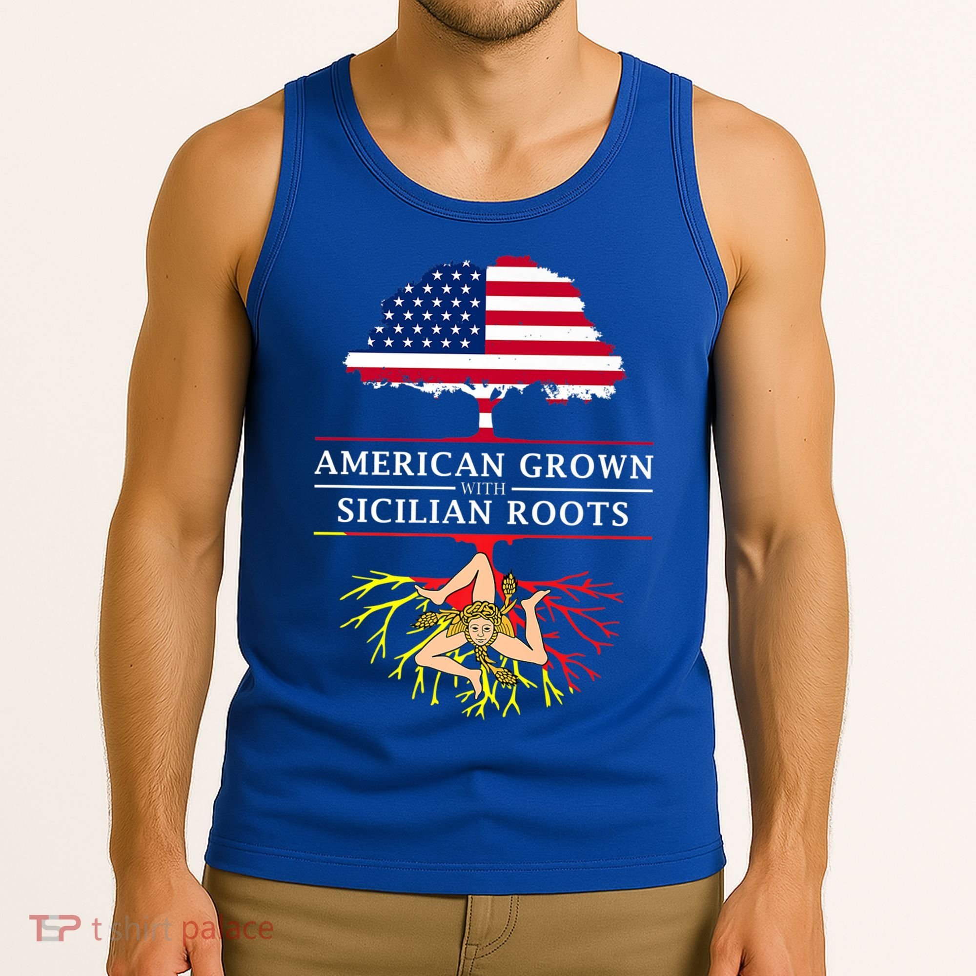 American Grown With Sicilian Roots Gift Sicily Gift Tank Top