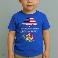 American Grown With Sicilian Roots Gift Sicily Gift Toddler T-Shirt thumb 2