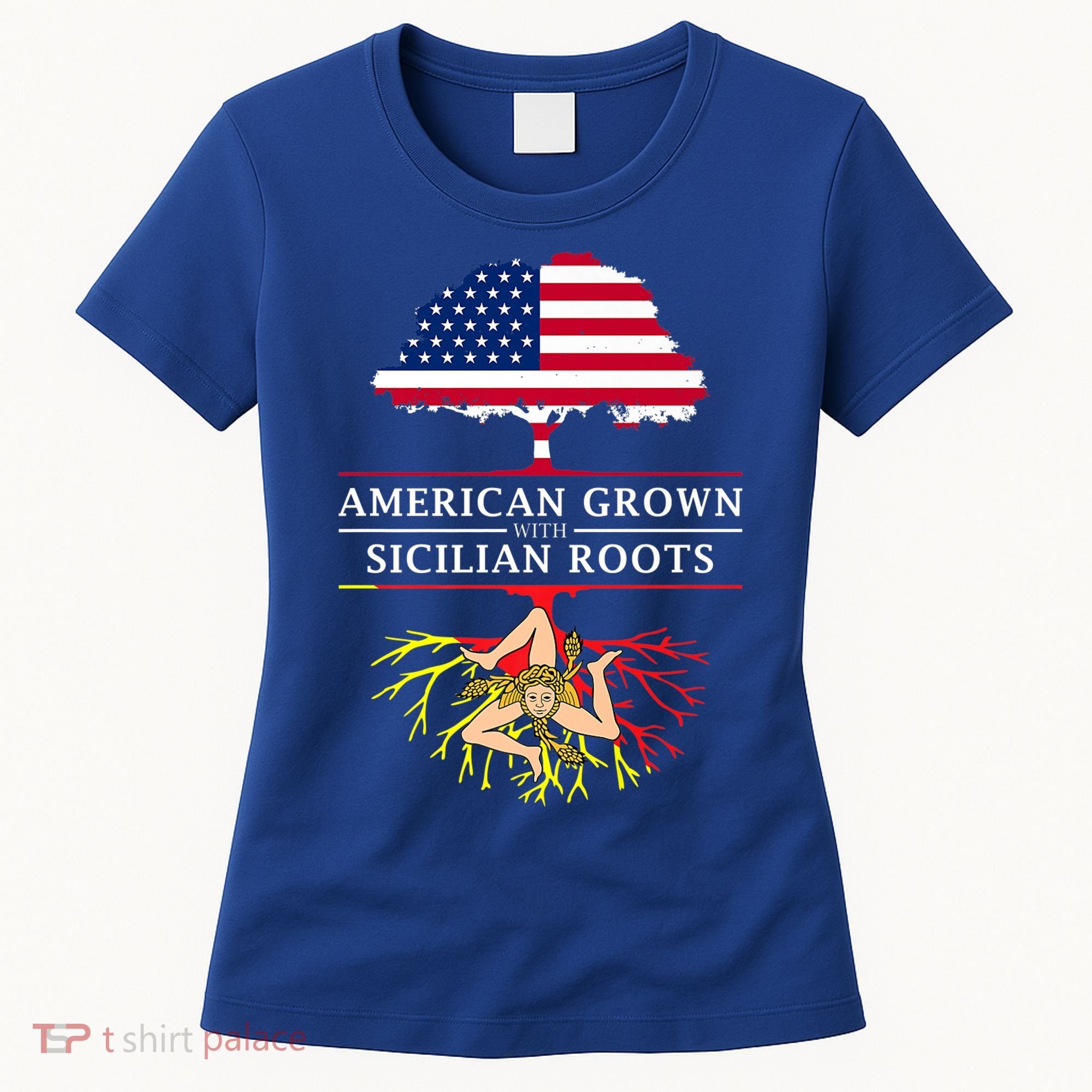 American Grown With Sicilian Roots Gift Sicily Gift Women's T-Shirt
