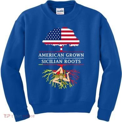 American Grown With Sicilian Roots Gift Sicily Gift Kids Sweatshirt
