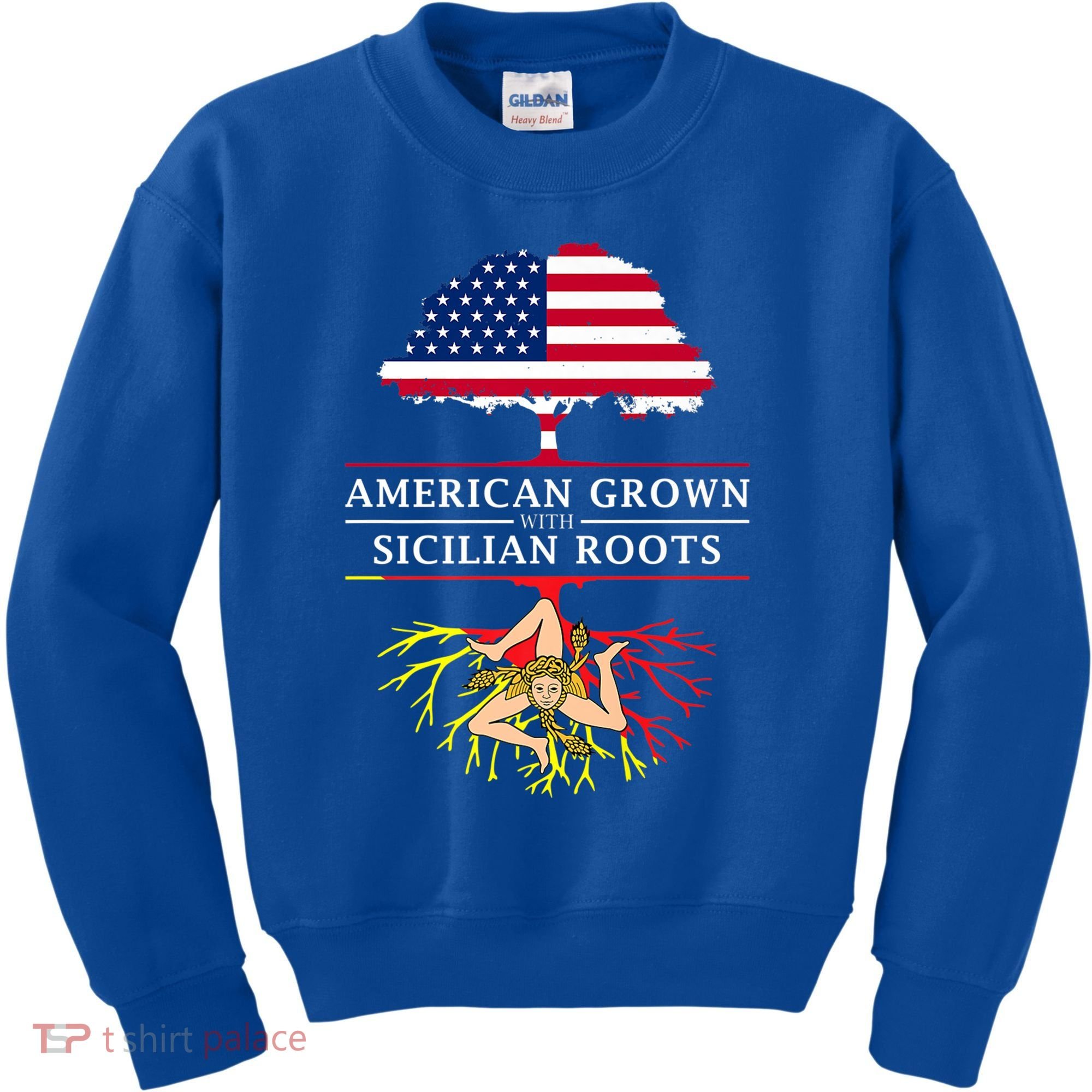 American Grown With Sicilian Roots Gift Sicily Gift Kids Sweatshirt