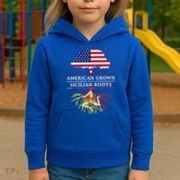 American Grown With Sicilian Roots Gift Sicily Gift Kids Hoodie thumb 3