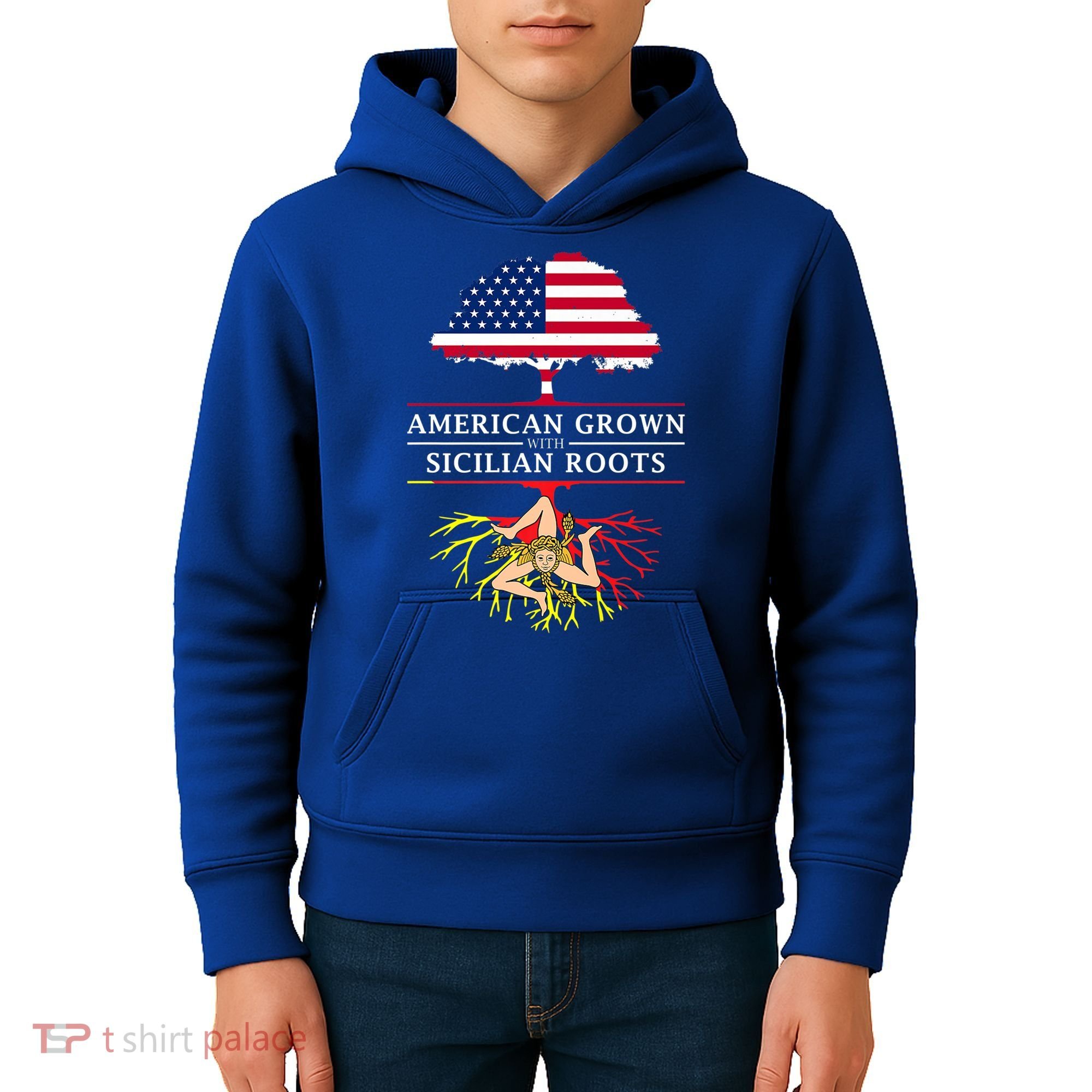 American Grown With Sicilian Roots Gift Sicily Gift Kids Hoodie
