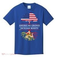 American Grown With Sicilian Roots Gift Sicily Gift Kids T-Shirt thumb 0
