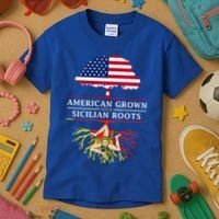 American Grown With Sicilian Roots Gift Sicily Gift Kids T-Shirt thumb 3