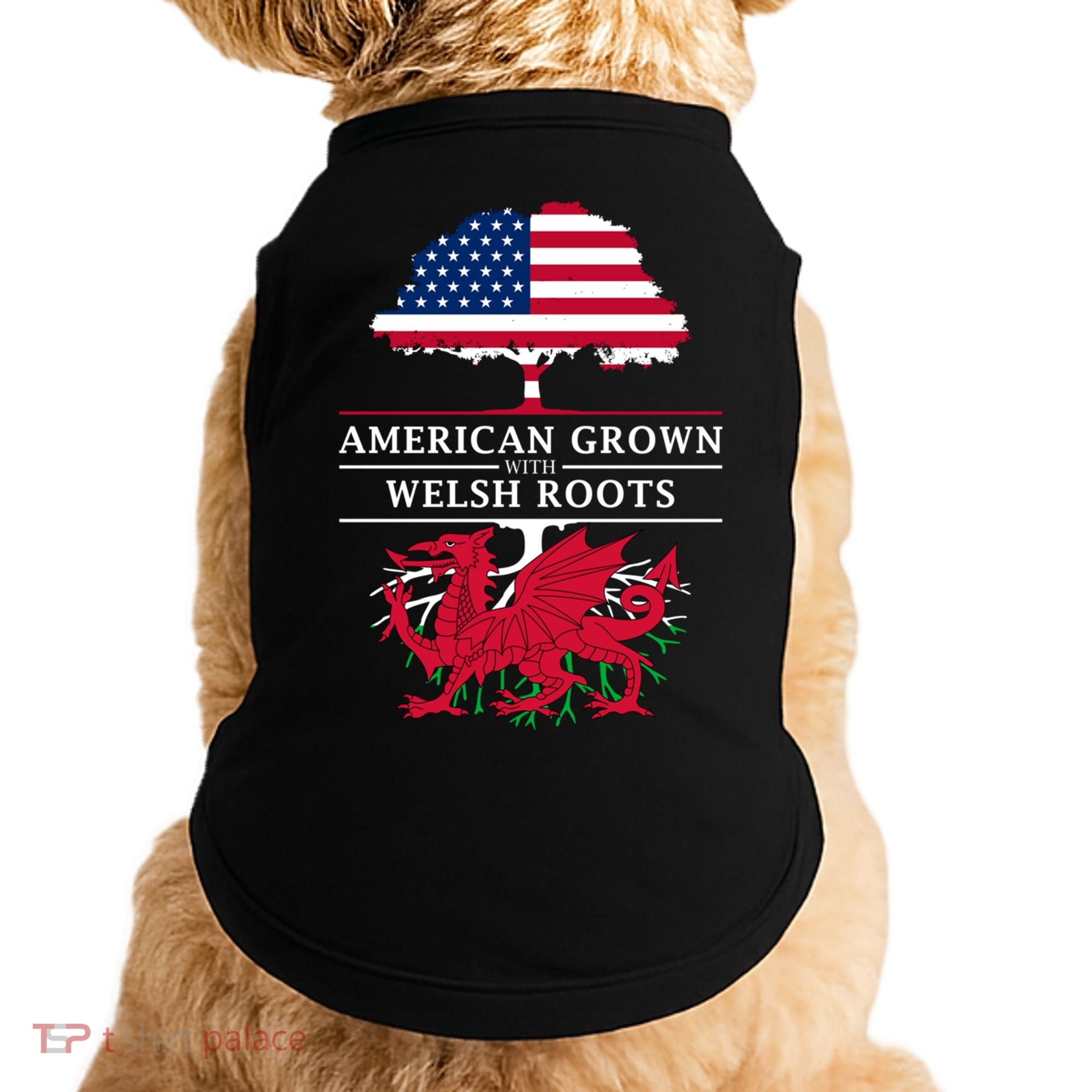 American Grown With Welsh Roots Funny Gift Wales Gift Doggie Tank