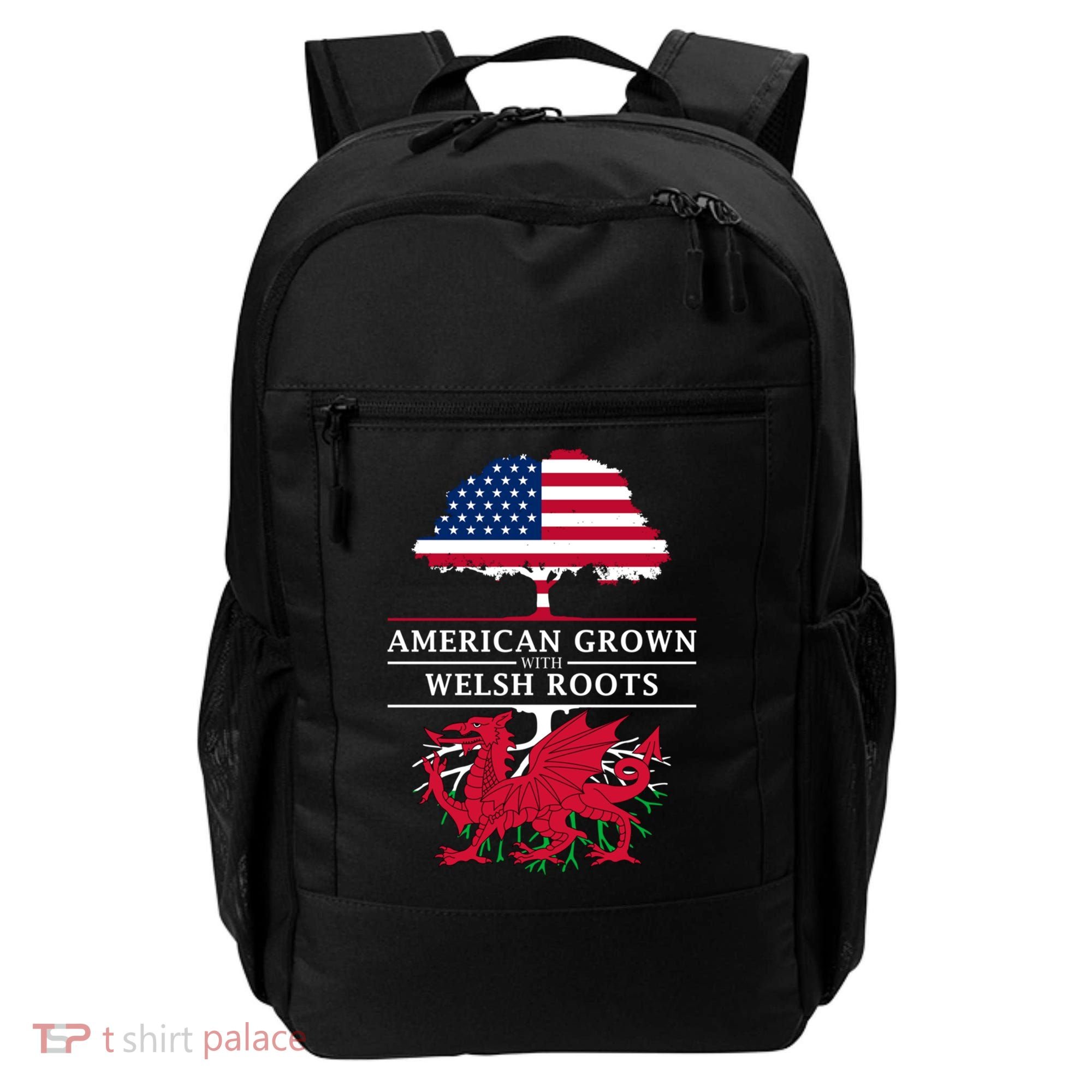 American Grown With Welsh Roots Funny Gift Wales Gift Backpack