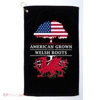 American Grown With Welsh Roots Funny Gift Wales Gift Golf Towel thumb 0