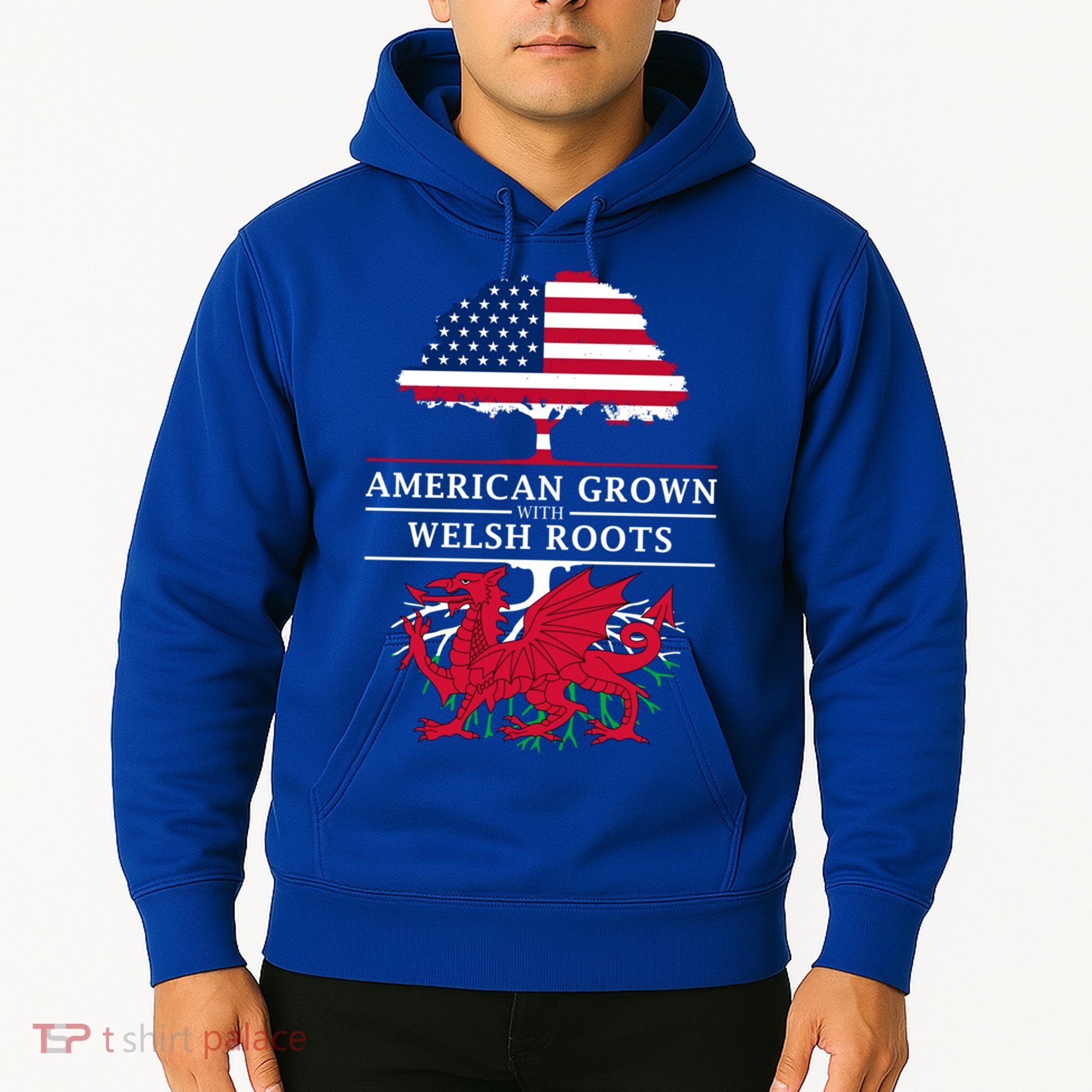 American Grown With Welsh Roots Funny Gift Wales Gift Hoodie