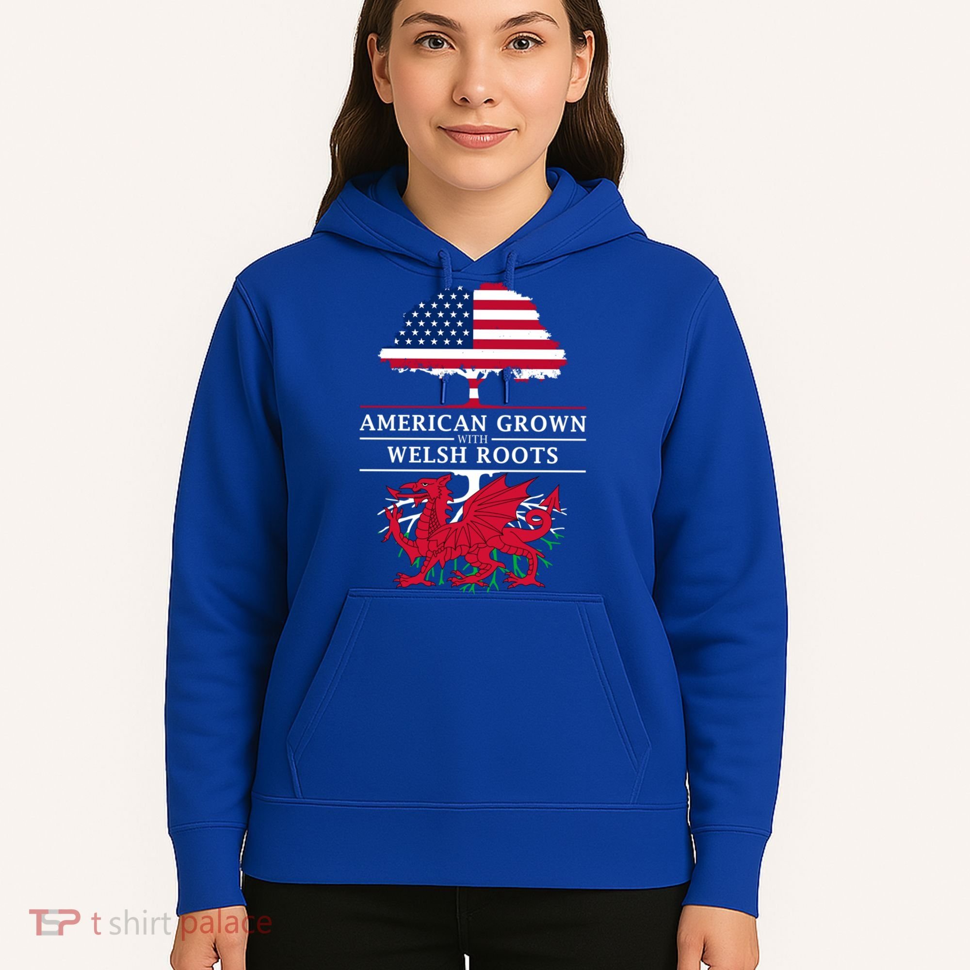 American Grown With Welsh Roots Funny Gift Wales Gift Hoodie