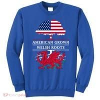 American Grown With Welsh Roots Funny Gift Wales Gift Sweatshirt thumb 0