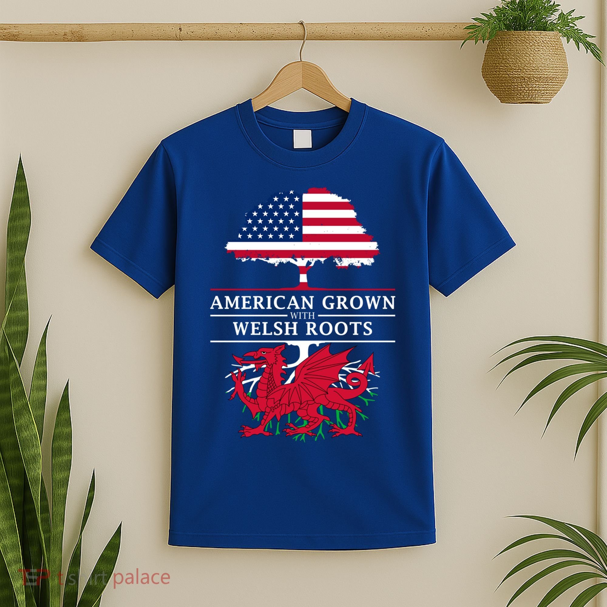 American Grown With Welsh Roots Funny Gift Wales Gift T-Shirt