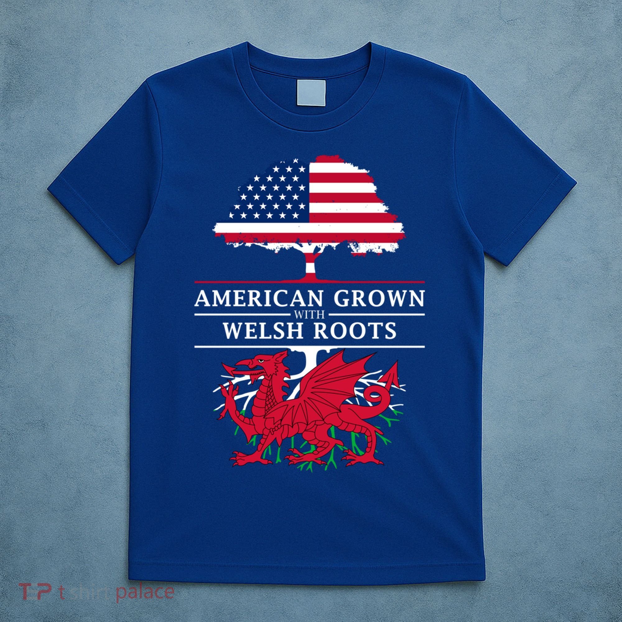 American Grown With Welsh Roots Funny Gift Wales Gift T-Shirt