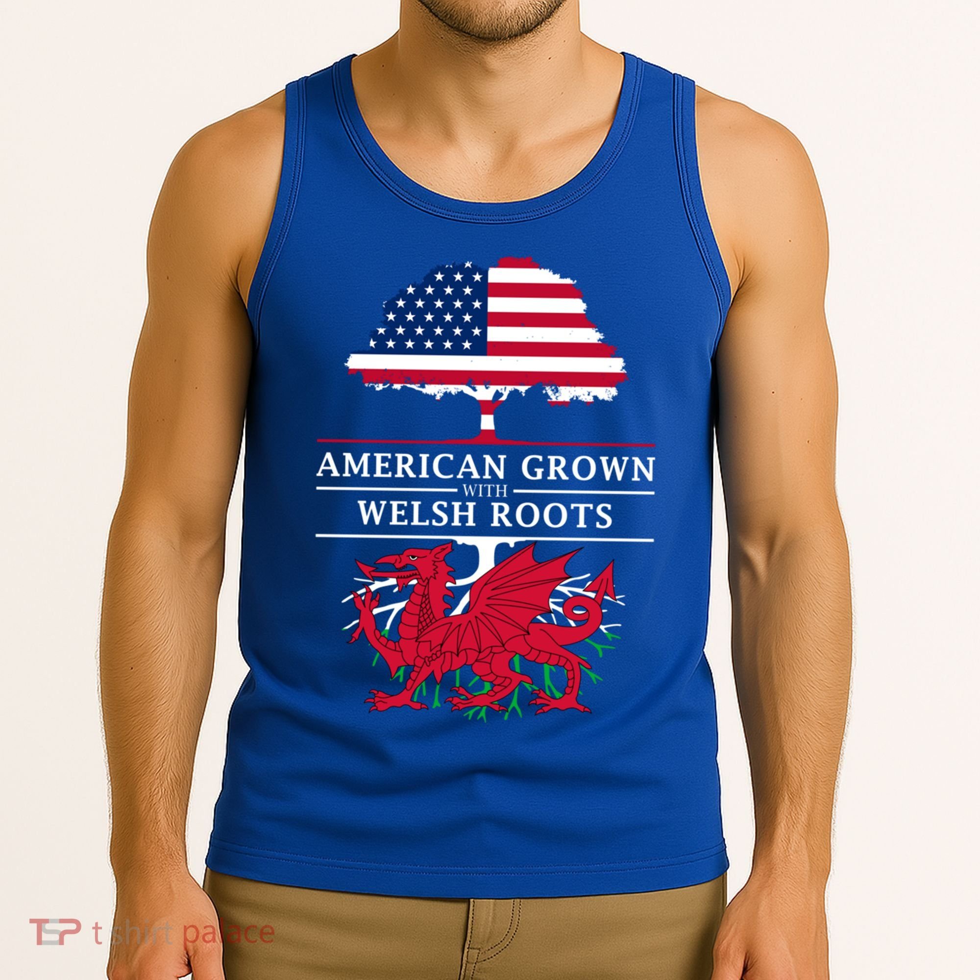 American Grown With Welsh Roots Funny Gift Wales Gift Tank Top