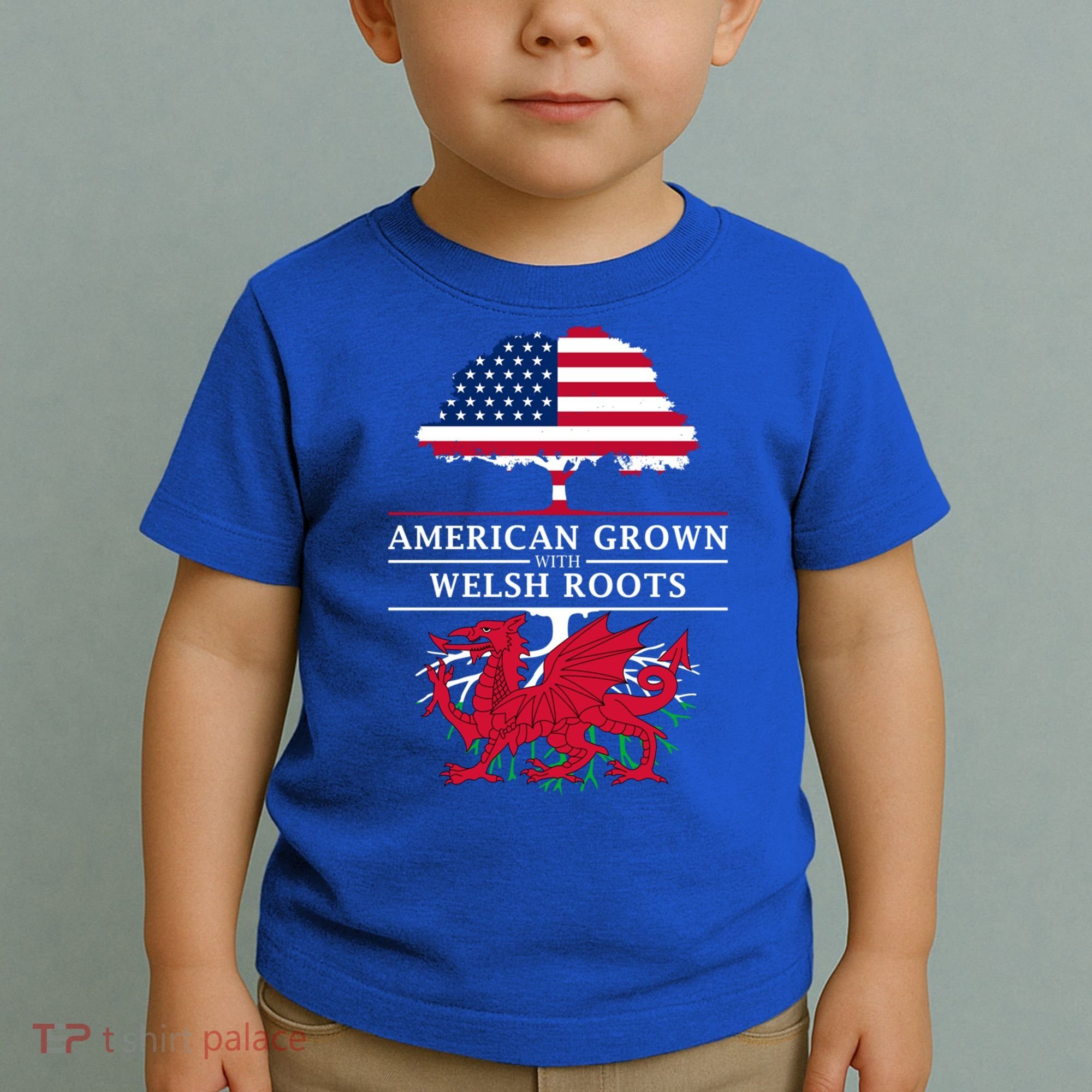 American Grown With Welsh Roots Funny Gift Wales Gift Toddler T-Shirt