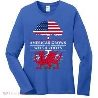 American Grown With Welsh Roots Funny Gift Wales Gift Women's Long Sleeve Shirt thumb 0