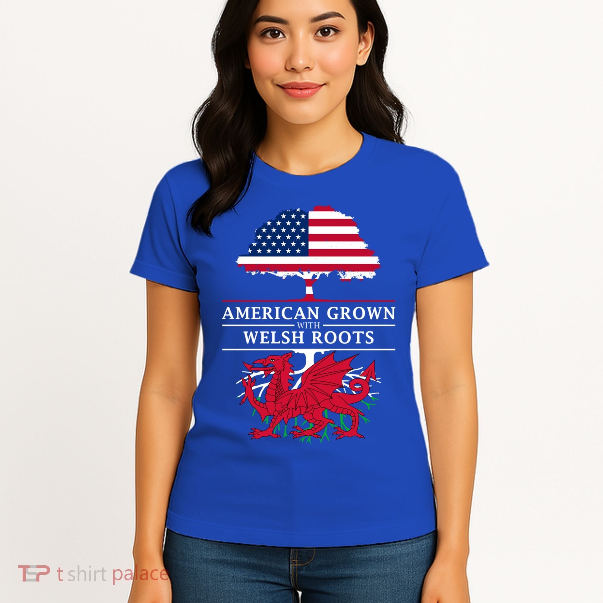 American Grown With Welsh Roots Funny Gift Wales Gift Women's T-Shirt