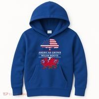 American Grown With Welsh Roots Funny Gift Wales Gift Kids Hoodie thumb 0