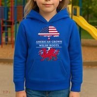 American Grown With Welsh Roots Funny Gift Wales Gift Kids Hoodie thumb 3