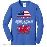 American Grown With Welsh Roots Funny Gift Wales Gift Kids Long Sleeve Shirt thumb 0