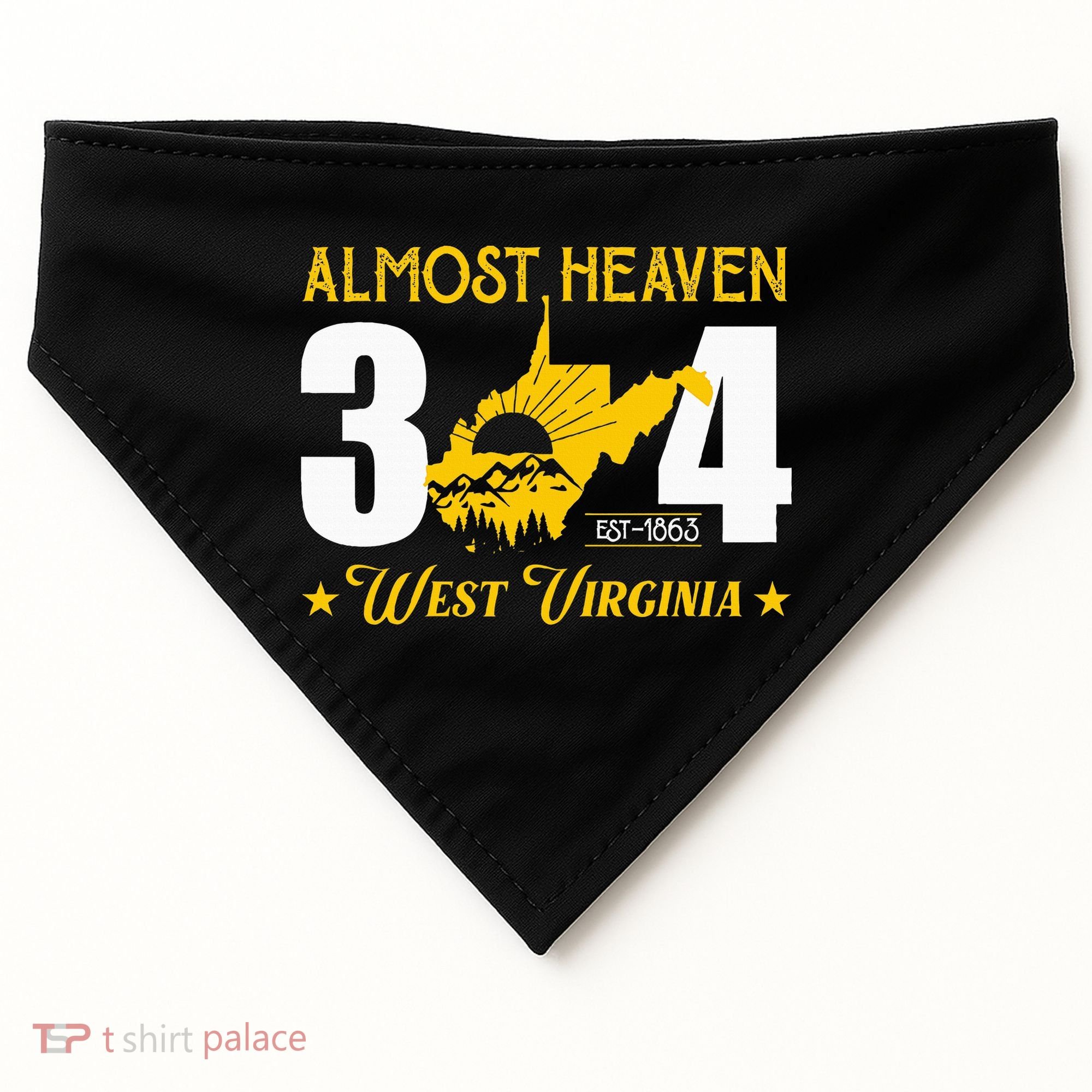 Almost Heaven 304 West Virginia Map USA-Made Doggie Bandana