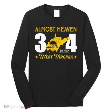Almost Heaven 304 West Virginia Map Long Sleeve Shirt