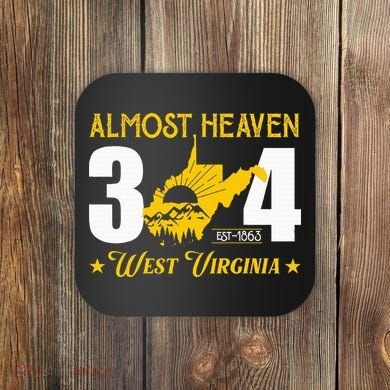 Almost Heaven 304 West Virginia Map Coaster