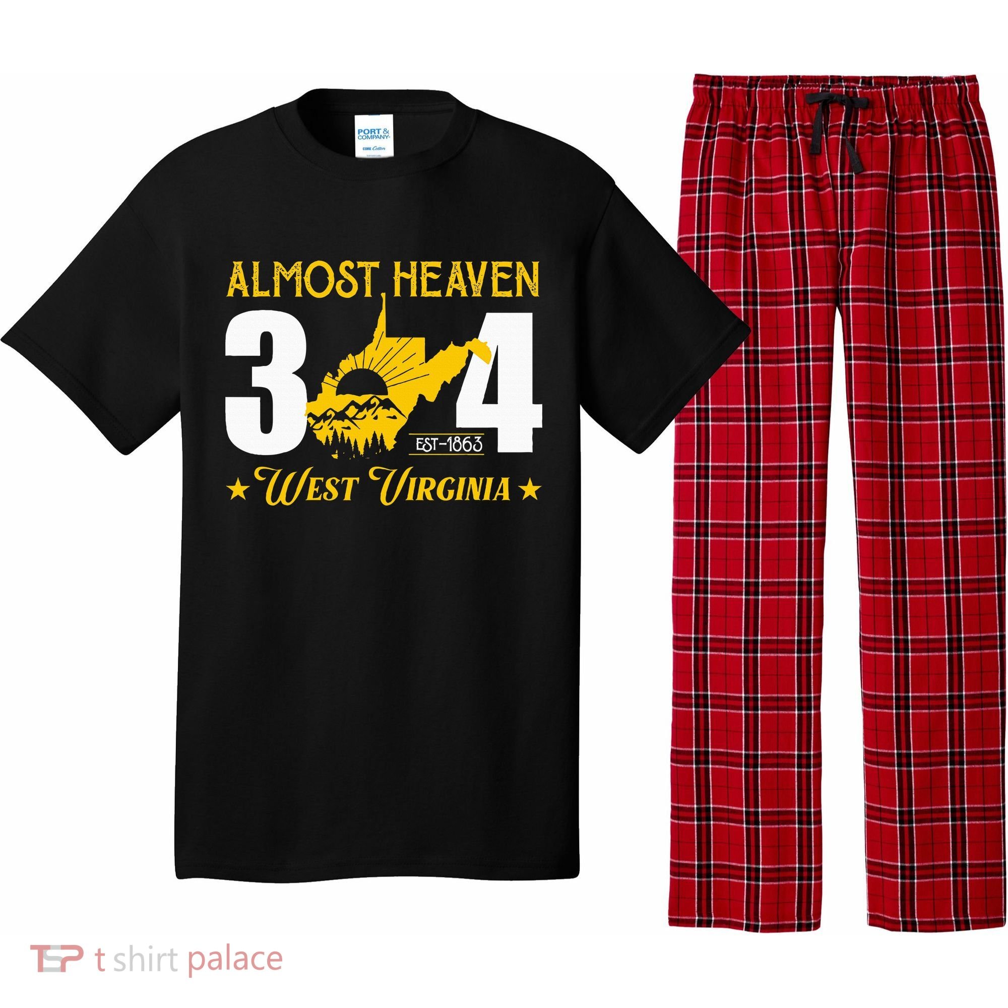 Almost Heaven 304 West Virginia Map Pajama Set
