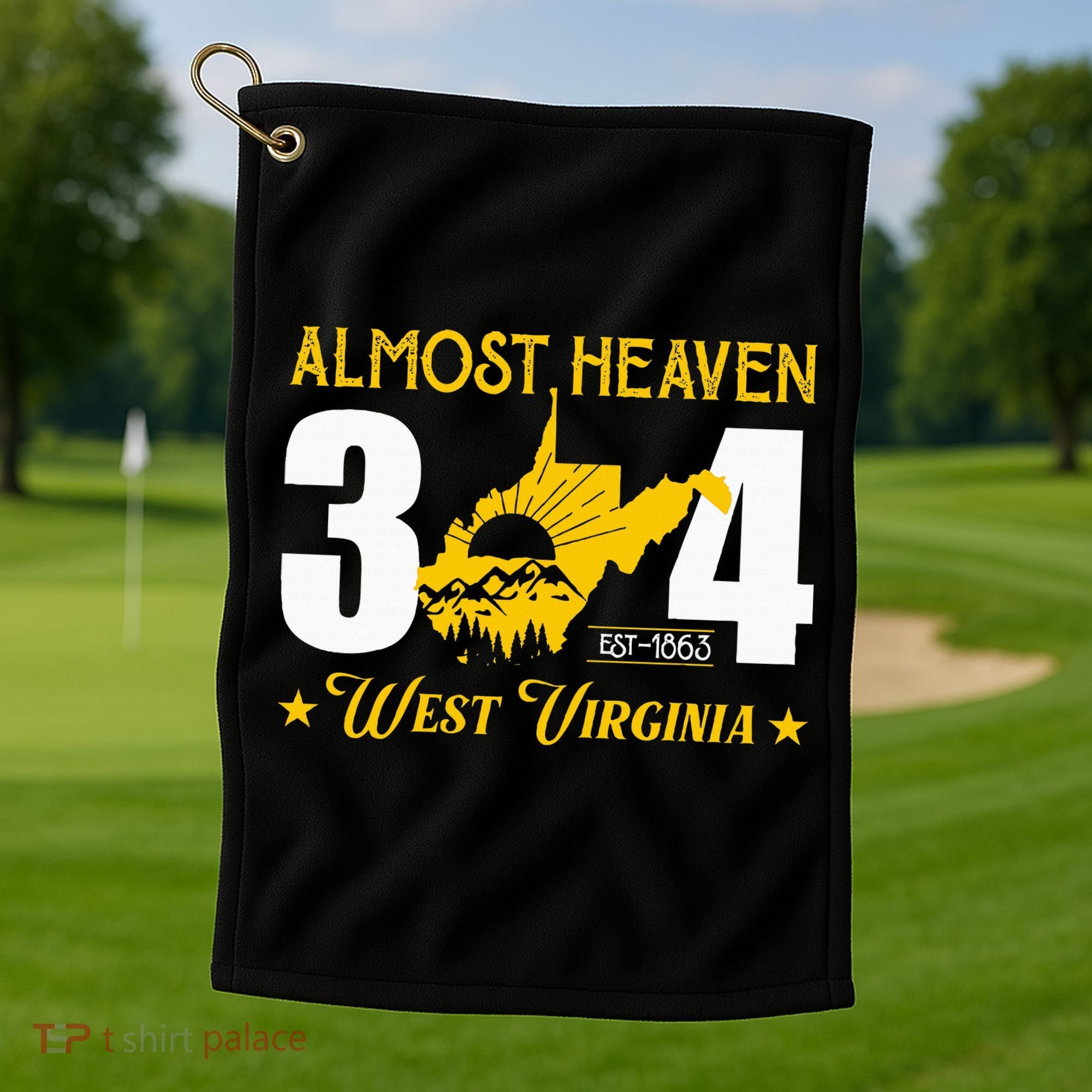 Almost Heaven 304 West Virginia Map Golf Towel